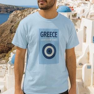 Santorini Greece T-Shirt, Unisex Heavy Cotton Tee, Greek Vacation Tee, Couples Gift Shirt, Travel Souvenir Top