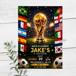 World Cup Birthday Invitation | Soccer Stadium Watercolor (Digital or 5x7in Print)