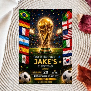 World Cup Birthday Invitation | Soccer Stadium Watercolor (Digital or 5x7in Print)