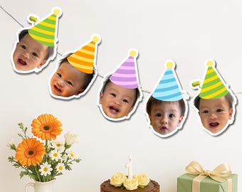 Custom Face Banner | Personalized Photo Garland | Funny Party Decoration | Birthday, Graduation, Bachelorette Party Decor