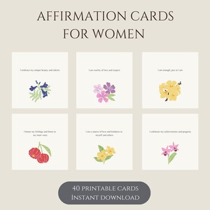 Tarjetas de Afirmaciones para Mujeres / 40 Afirmaciones Motivadoras y de Autoconfianza / Afirmaciones Positivas para Mujeres / Citas Inspiradoras