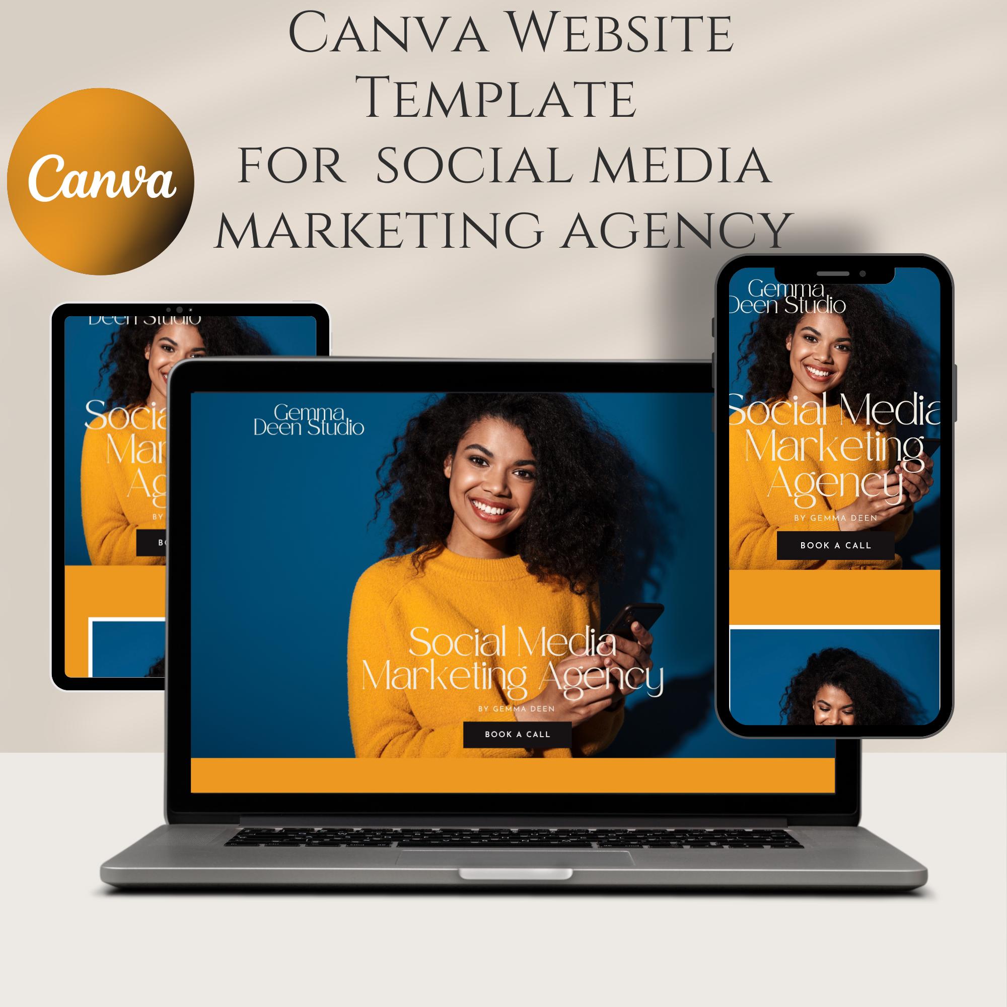 NOW -50% OFF! Canva Website Template for Social Media Marketing Agency ...