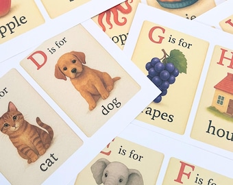 Watercolor ABC Flashcards, Educational Cards, Alphabet Cards, Homeschool Supplies, Preschool Cards