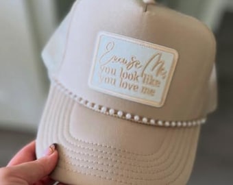 Ladies Excuse Me You Look Like You Love Me Trucker Hat on Tan Camo - Etsy