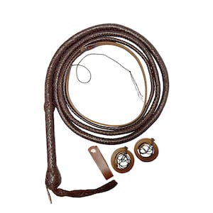 Handmade Leather Bullwhip 4-10 Feet Long  – 16 Plait Cowhide Equestrian Whip | Braided Bull Whip with Leather Belly & Bolster