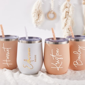 Personalisierter Weinbecher, Brautjungfer Becher, benutzerdefinierter Thermobecher, Edelstahlbecher, Brautjungfer Geschenk für sie, Braut Bachelorette Geschenk