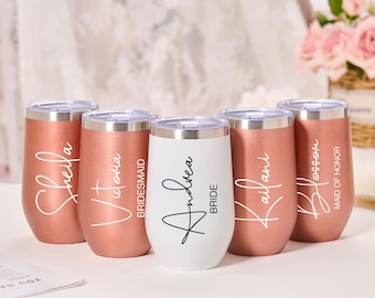 Bridesmaid Gifts Personalized Champagne Flute Tumbler Bridesmaid Flutes Bachelorette Wine Glass Party Wedding Tumbler Bridal Shower Gifts