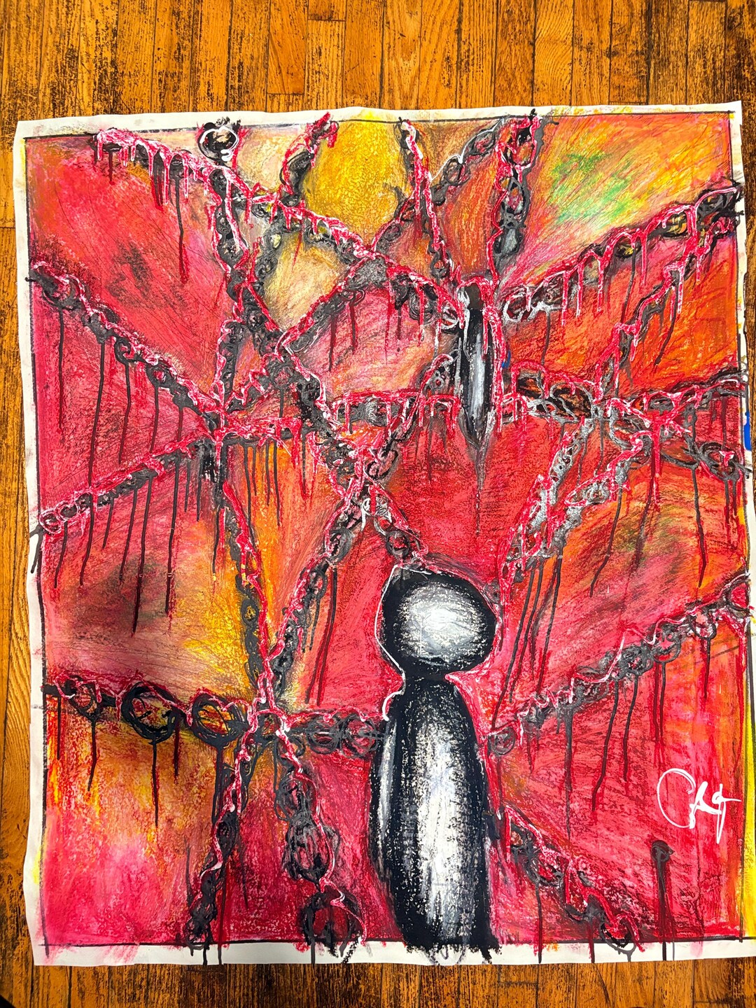 Left Chained and Lost - Oil Pastel/graphite - 2024 - Etsy