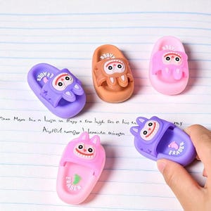 Back to School Kawaii Slipper Erasers – 1/3/5 Pairs | Cute & Fun Pencil Erasers for Kids, Drawing and Gifts