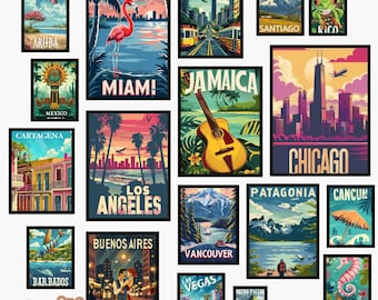 Retro Americas Travel Posters | Vintage City Prints (Digital Download)