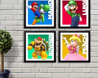Super Mario 4 Pieces Digital Art Frame