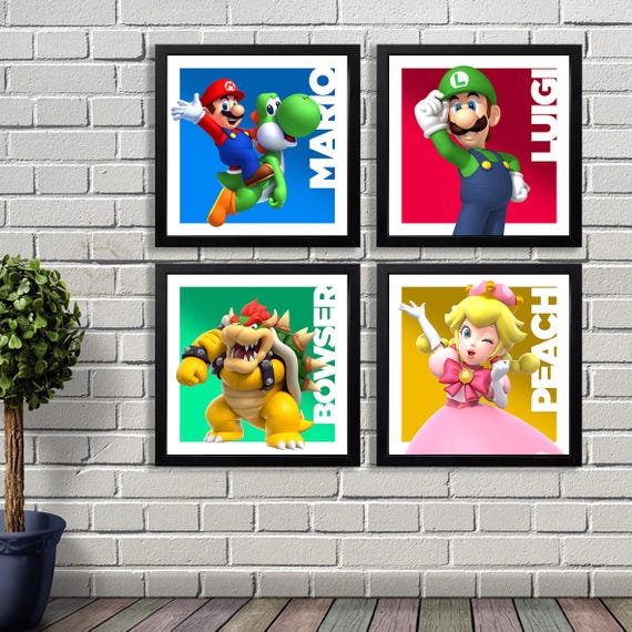 Super Mario 4 Pieces Digital Art Frame - Etsy