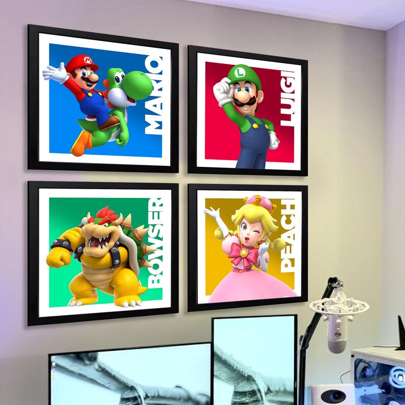 Super Mario 4 Pieces Digital Art Frame - Etsy