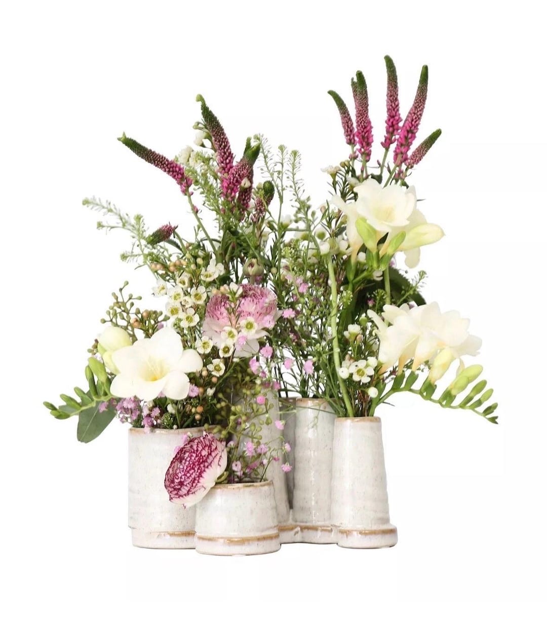 Jinfa Handmade Vase Set of 8 Small Mini Ceramic Vases, Antique White ...