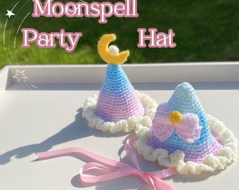 Patrón de gorro de fiesta Moonspell a crochet / Accesorios para chicas mágicas (Patrón en PDF, imprimible, videotutorial)