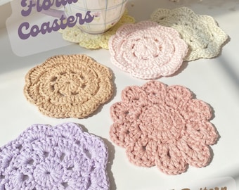 Patrón de posavasos florales de crochet (3 tipos) / Artículos para el hogar hechos a mano, decoración del hogar (Patrón PDF)