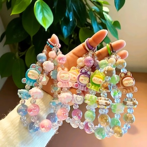 Lilith Cartoon Doll Phone Chain – Hand-Drawn Bead Keychain, Unique Mobile Accessory & Cute Keychain Gift