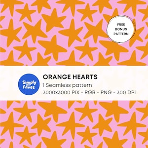 Star Seamless Pattern Pink Star Fabric Design Pattern Orange Pillow Cover Design For Wine Tumbler PNG Design Pattern Digital Download Prints