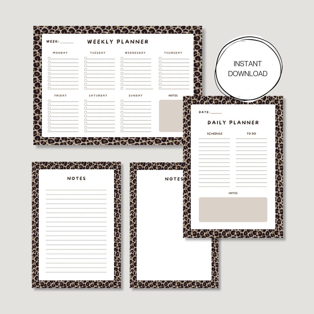 Daily Weekly Monthly Planner Essentials Printable to Do List Landscape ...