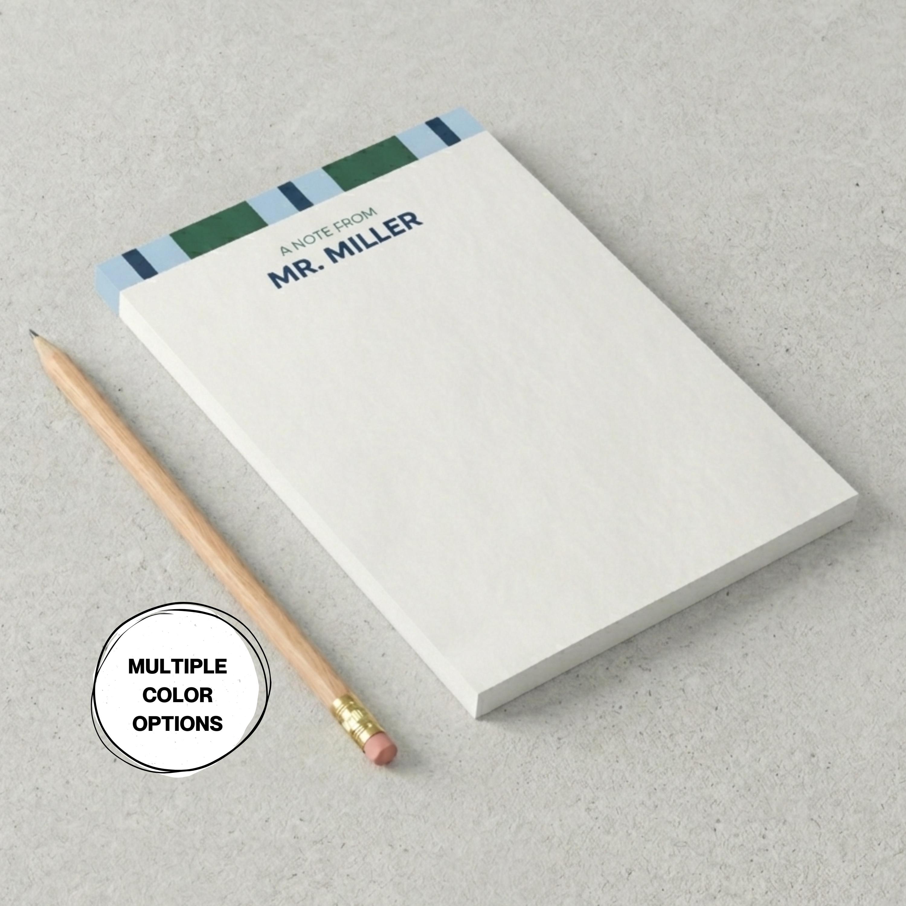Striped Header Personalized Note Pad Post It Custom Name Memo Pad ...