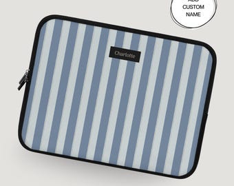 Blue Stripes Laptop Sleeve 15 Inch Laptop Skin Cover Macbook Pro 13 Inch Case For Travel Gift For Nerdy New Mom Christmas Gift For Friend