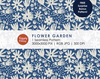Flower Garden Pattern For Fabric Seamless Pattern Flowers Blue Seamless Pattern For Girls Clothing Pattern Design SVG File For Pillow Case