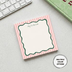 May include: A square notepad with a pink and white striped border and a green wavy frame. The text "My To-Do List" is at the top. A sticker in the bottom right corner says "MULTIPLE COLOR OPTIONS".