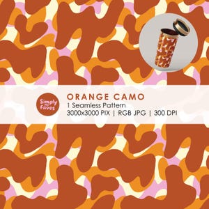 Hunting Camo PNG Design Fabric Orange Camo Seamless Pattern Download Design PNG For Shirt Hunting Pattern Print Digital Download Pattern