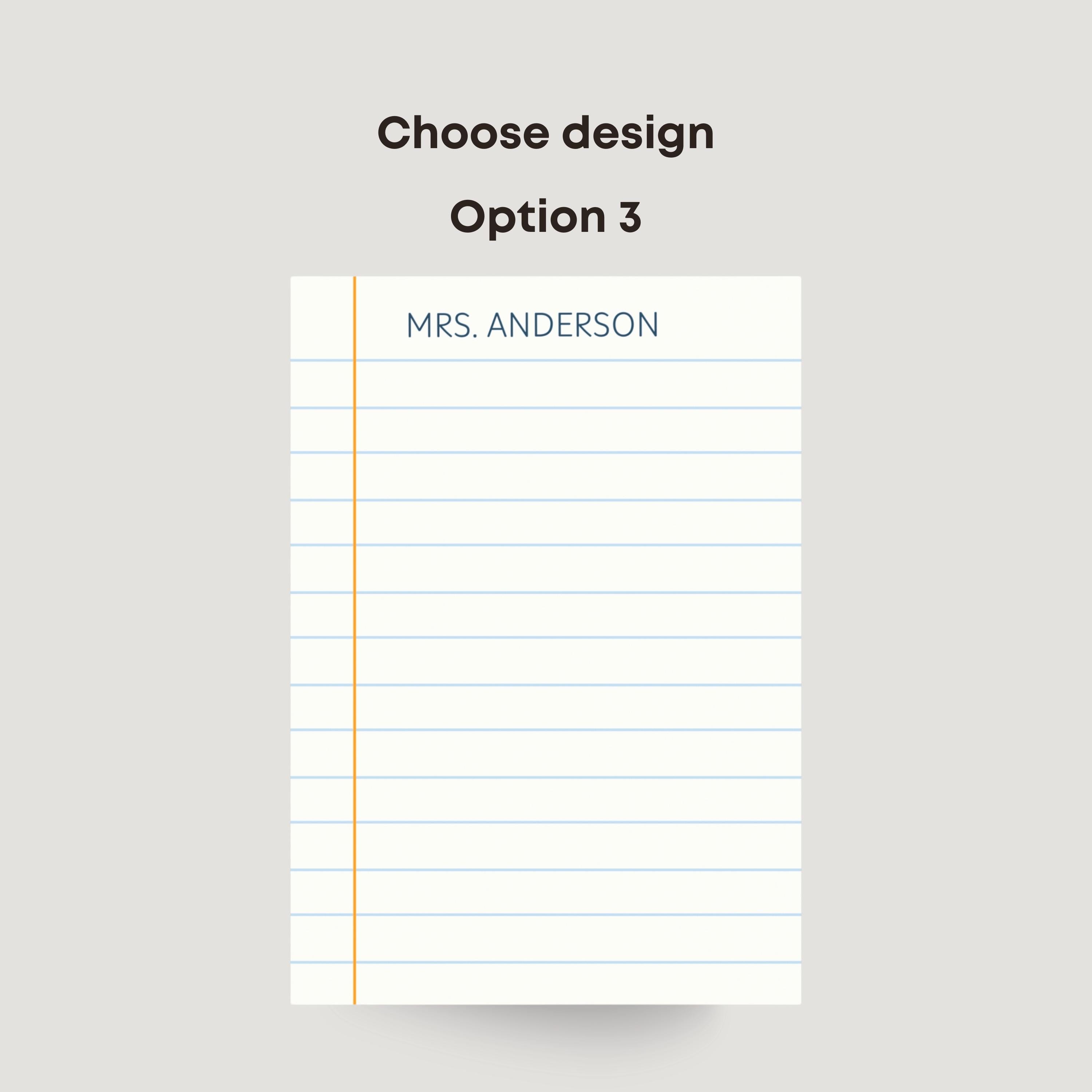 Personalized Lined Notepad Post-it Note Pads Custom Name Teacher Notes ...