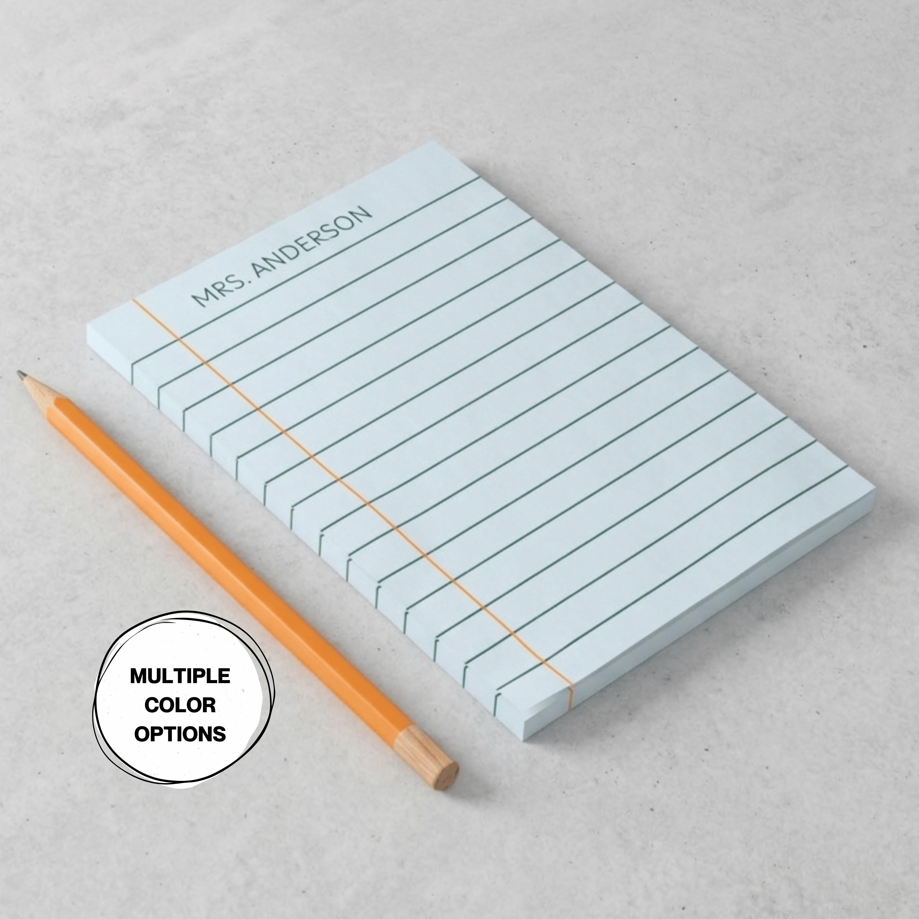 Personalized Lined Notepad Post-it Note Pads Custom Name Teacher Notes ...