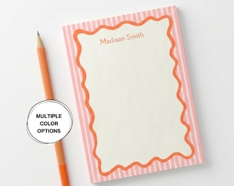 Stripe Notepad Wavy Border Personalized Notepad Gift for Her Teen Girl Stationery Personalized Teacher Notepad Gift For Teacher Friend Gift