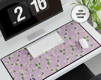 Aangepaste bloemen bureaumat Gepersonaliseerde kantoormuismat Leuke esthetische bureauorganisator Cadeau voor haar Nieuwe baan groot schrijfblok met monogram
