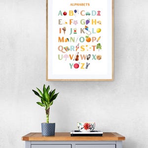 Tablas de letras y números imprimibles para niños / Arte mural educativo para el hogar y el aula