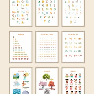 Printable Alphabet and Number Charts for Kids | Educational Wall Art ...