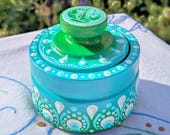 Hand Painted Dot Art Trinket Pot: Unique Decorative UK Made