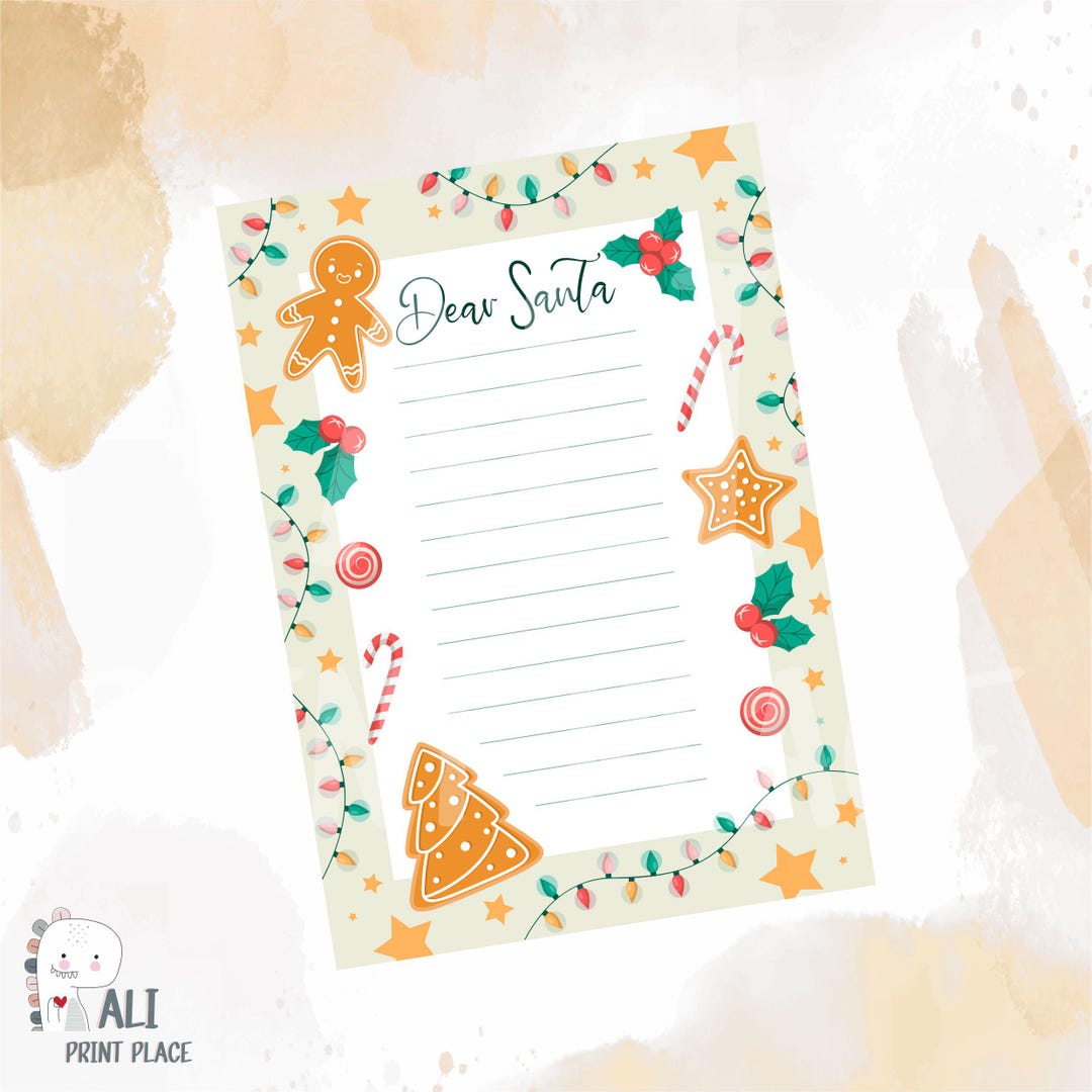 Christmas Wish List Printable, Kids Letter to Santa (digital Download ...