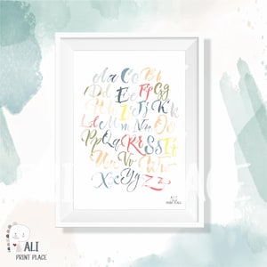 Kalligraphie Alphabet Poster,Pädagogische Wandkunst,Spielzimmer Drucke,Homeschool,Alphabet Poster,Kinderzimmer Dekor,Poster,Montessori,DIGITAL DOWNLOAD