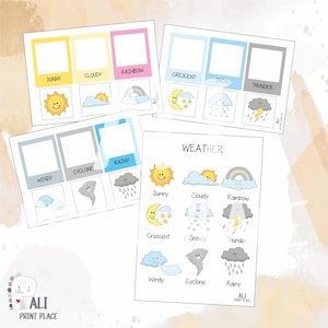 Tarjetas del tiempo, Tarjetas del tiempo para niños, Póster del tiempo, Educación en casa Montessori, Preescolar, Descarga digital, El tiempo