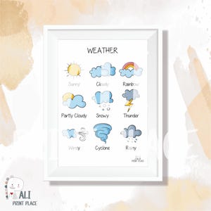 Impresiones del clima, Arte de pared imprimible, Decoración de guardería, Educación en casa, Póster del clima, Decoración de habitación infantil, Pósteres de aprendizaje, Montessori, DESCARGA DIGITAL