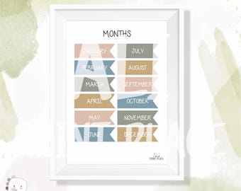 Months of the Year Poster: Montessori Homeschool Decor (Digital Download)