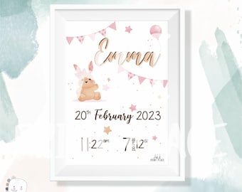 Personalized Newborn Birth Stats Print: Keepsake Nursery Decor (Digital Download)