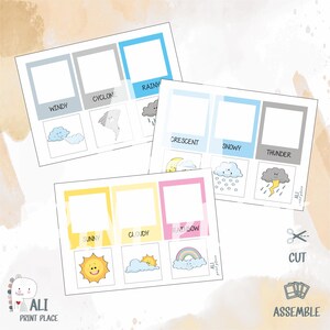 Flashcards de clima, cartões de clima para crianças, educação domiciliar Montessori, jardim de infância para crianças pequenas, decoração de berçário, download digital, clima