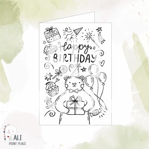 Hoja para colorear para fiestas de cumpleaños infantiles, Diversión interactiva para niños, Página de actividades imprimible, Página para colorear de fiestas de cumpleaños, DESCARGA DIGITAL