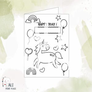 Unicorn Birthday Coloring Sheet: Kids&#39; Party Activity (Digital Download)