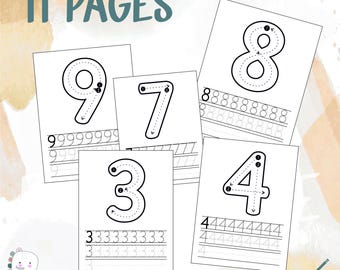 Number Writing Practice Pages: Preschool Printable (Digital Download)