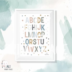 Beige Alphabet Druck,Kinderzimmer Dekor,DRUCKBARE Wand Kunst,Homeschool,Alphabet Poster,zimmer Dekor,Lernposter,Montessori,DIGITALER DOWNLOAD