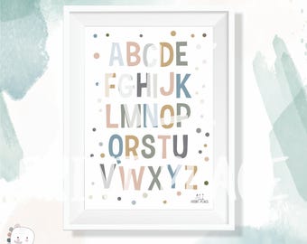 Beige Alphabet Poster: Montessori Nursery Decor (Digital Download)