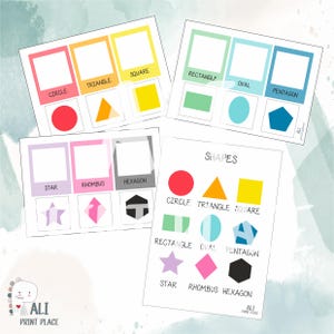 Tarjetas de formas, Tarjetas de formas para niños, Póster del tiempo, Educación en casa Montessori, Preescolar, Descarga digital, Formas