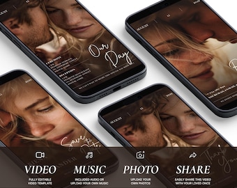 Animated Wedding Invitation Video: Modern Minimalist Canva Template (Digital Download
