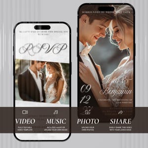 Animated Wedding Video Invitation: Modern Minimalist Canva Template (Digital Download